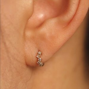 14k solid rose gold diamonds earrings.